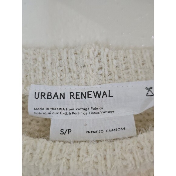 Urban Renewal Remnants Cropped Bell Sleeve Sweater Cream Textured Knit Small - Picture 7 of 10
